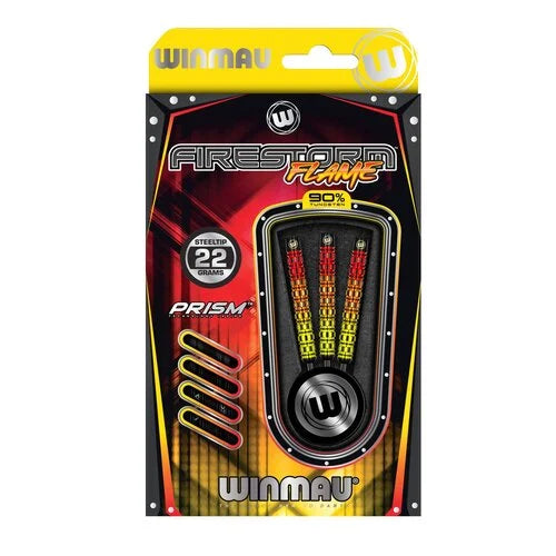 WINMAU - FIRESTORM FLAME - PARALLEL - STEEL TIP DARTS - 90% - 22g/24g/26g