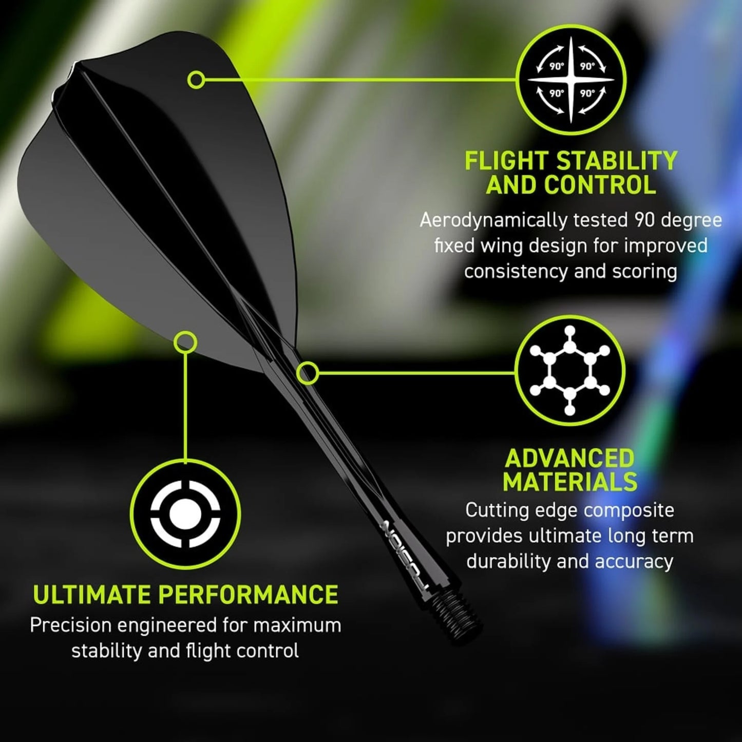 WINMAU - WINMAU FUSION - ARROW - INTEGRATED FLIGHTS - BLACK