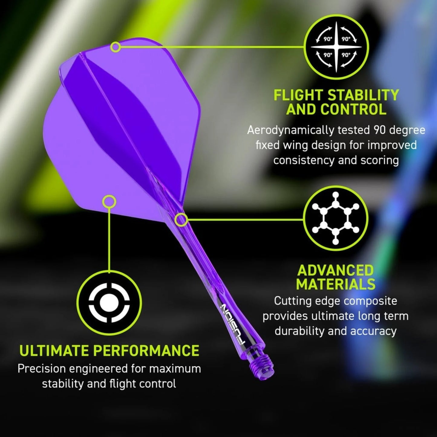 WINMAU - WINMAU FUSION - PURPLE - STANDARD (No.2)- INTEGRATED FLIGHTS - PURPLE