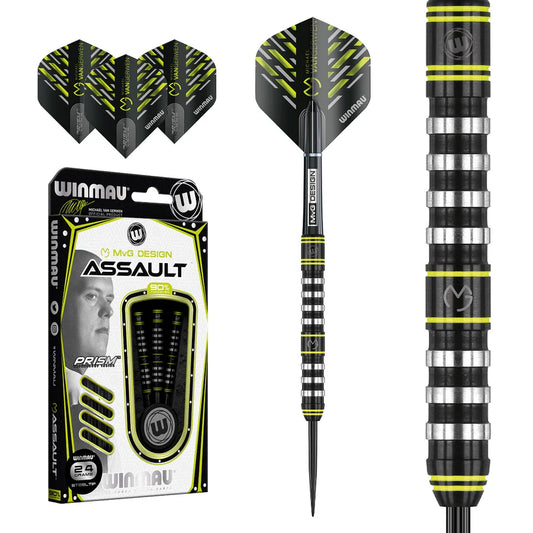 WINMAU - MICHAEL VAN GERWEN - MVG - ASSAULT - STEEL TIP DARTS - 90% - 24g