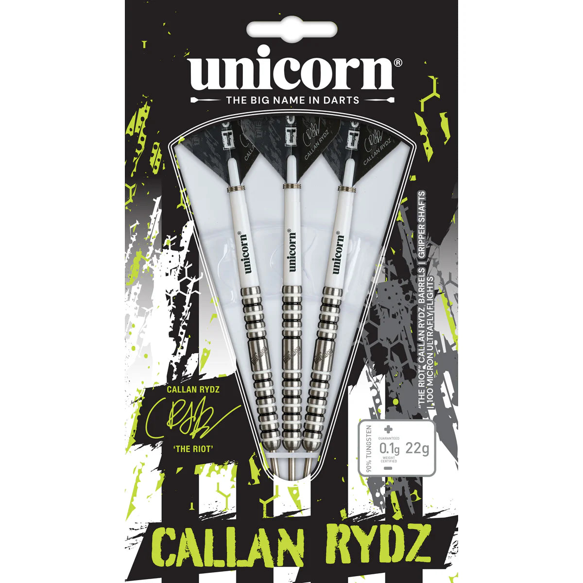 UNICORN - CALLAN RYDZ - THE RIOT - PHASE 2 -  STEEL TIP DARTS - 90% - 20g/22g/24g