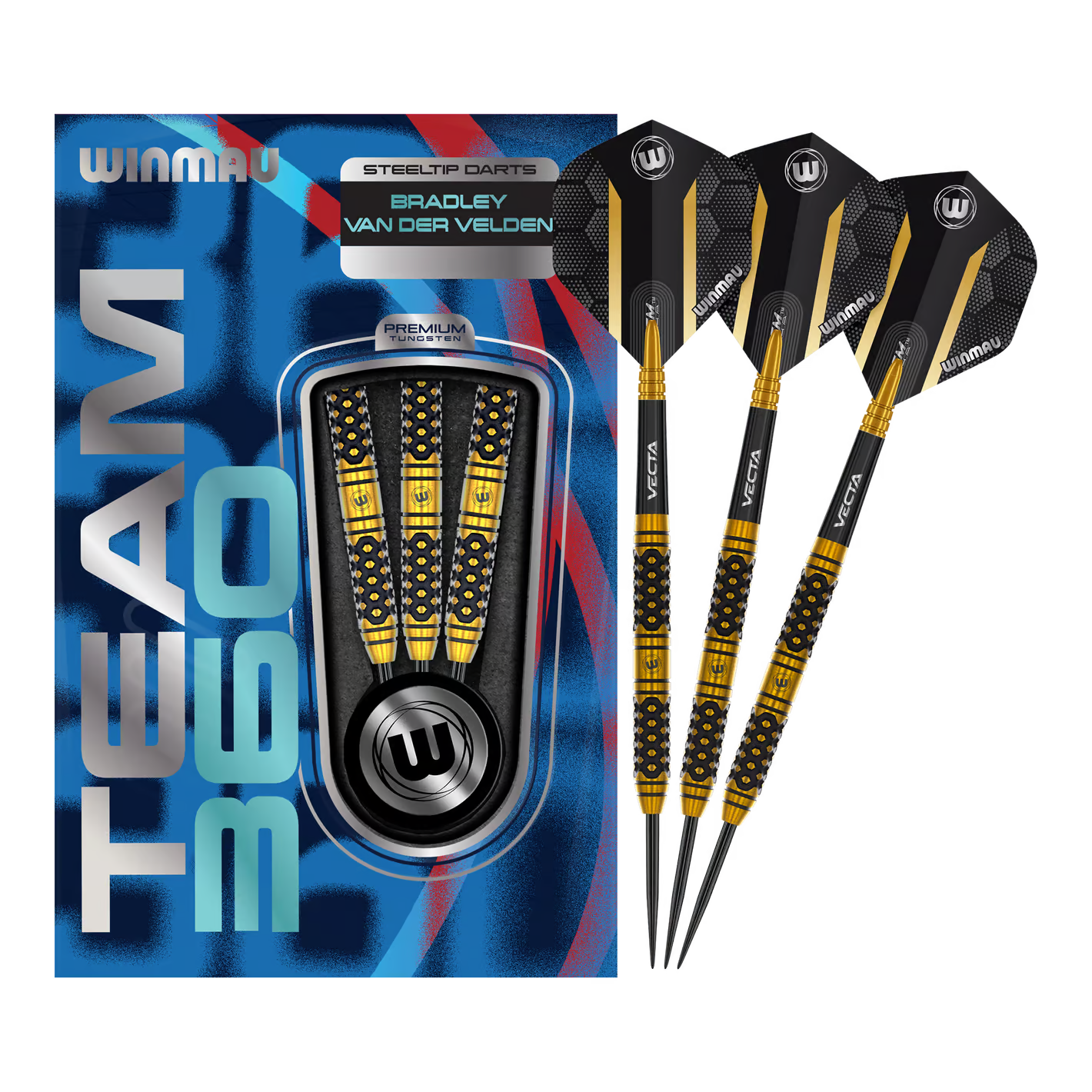 WINMAU - BRADLEY VEN DER VELDEN - TEAM 360 - STEEL TIP DARTS - 90% - 22g
