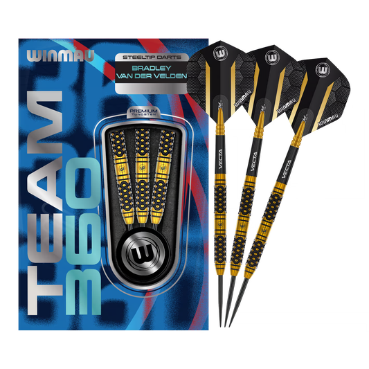 WINMAU - BRADLEY VEN DER VELDEN - TEAM 360 - STEEL TIP DARTS - 90% - 22g