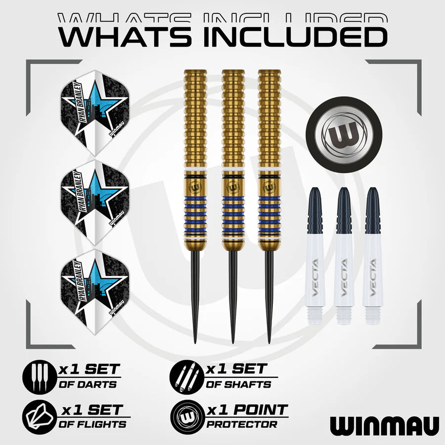WINMAU - RYAN BRANLEY - v1 - STEEL TIP DARTS - 90% - 23g