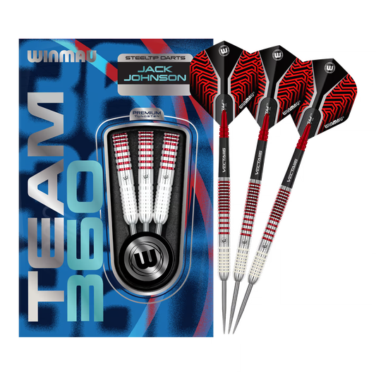 WINMAU - JACK JOHNSON - TEAM 360 - STEEL TIP DARTS - 90% - 24g