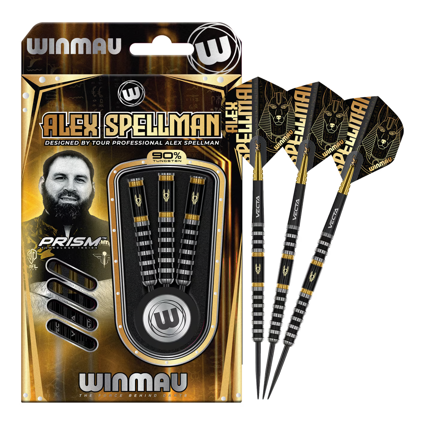 WINMAU - ALEX SPELLMAN - SIGNATURE SERIES - v1 - STEEL TIP DARTS - 90% - 22g/24g