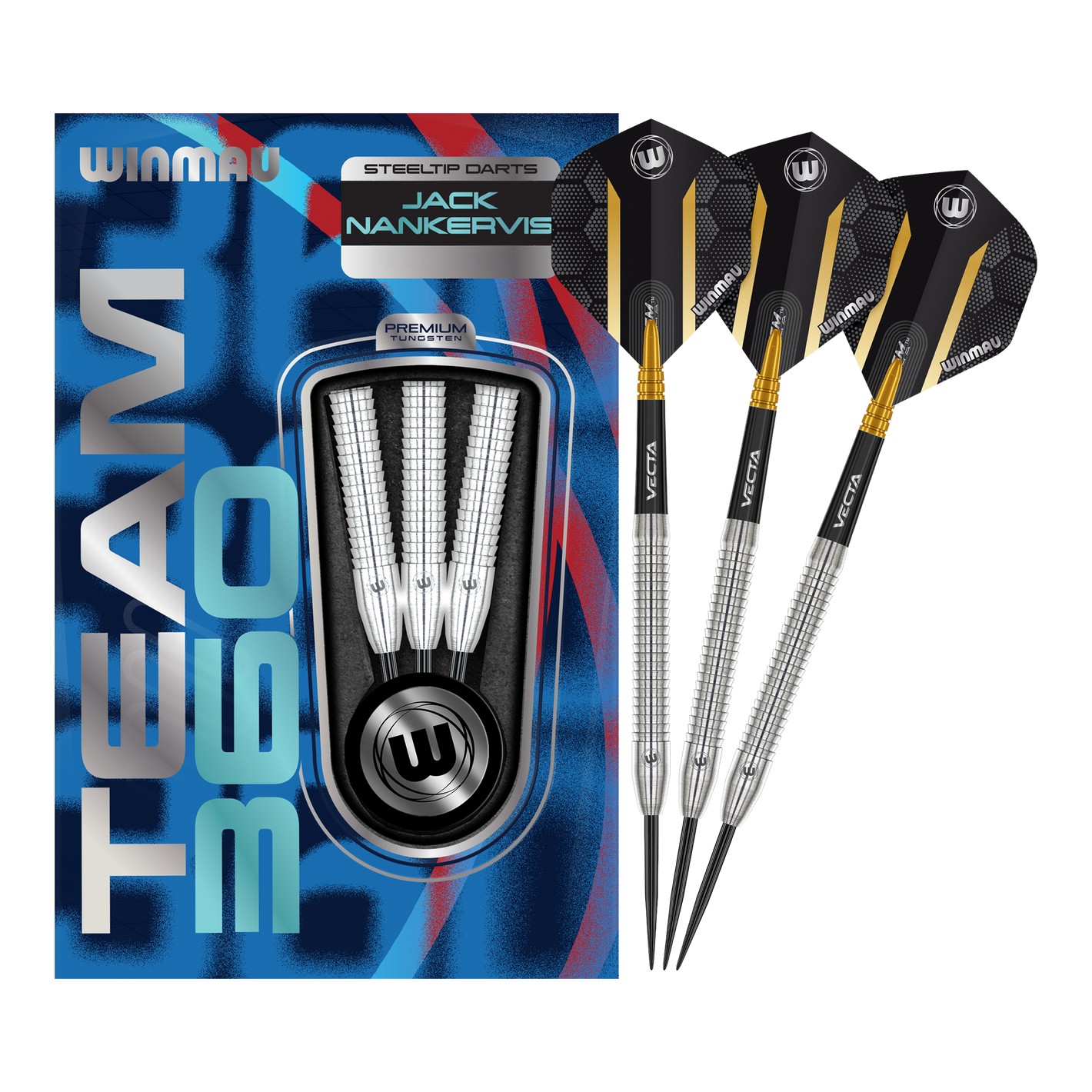WINMAU - JACK NANKERVIS - TEAM 360 - STEEL TIP DARTS - 90% - 24g