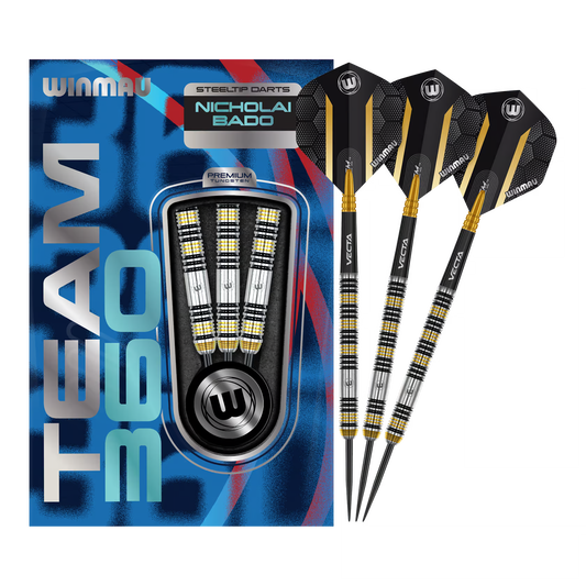 WINMAU - NICOLAI BADO - TEAM 360 - STEEL TIP DARTS - 90% - 23g