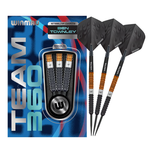 WINMAU - BEN TOWNLEY - TEAM 360 - STEEL TIP DARTS - 90% - 23g