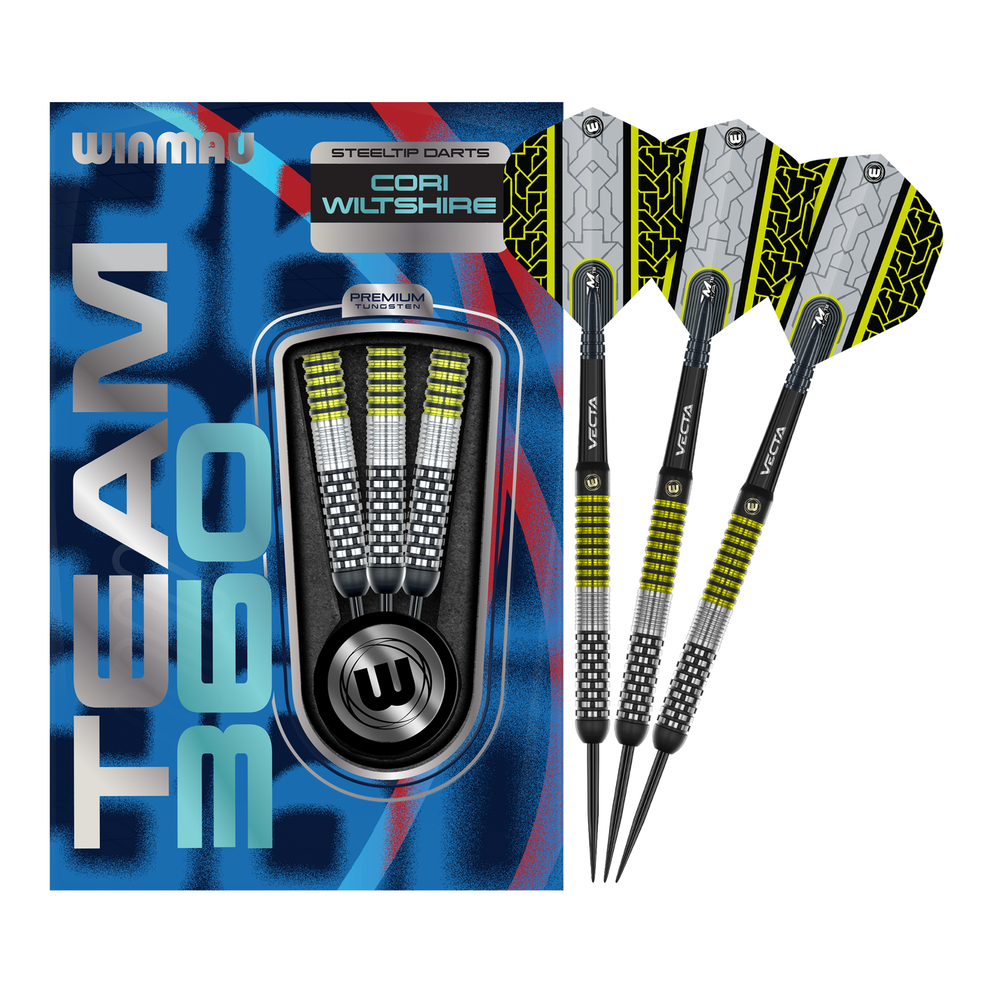 WINMAU - CORI WILTSHIRE - TEAM 360 - STEEL TIP DARTS - 90% - 24g