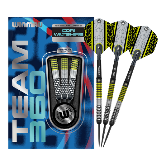 WINMAU - CORI WILTSHIRE - TEAM 360 - STEEL TIP DARTS - 90% - 24g
