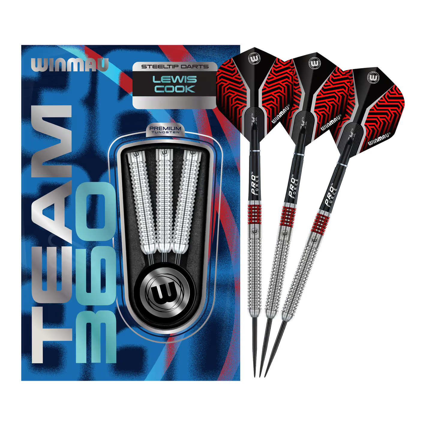 WINMAU - LEWIS COOK - TEAM 360 - STEEL TIP DARTS - 90% - 23g