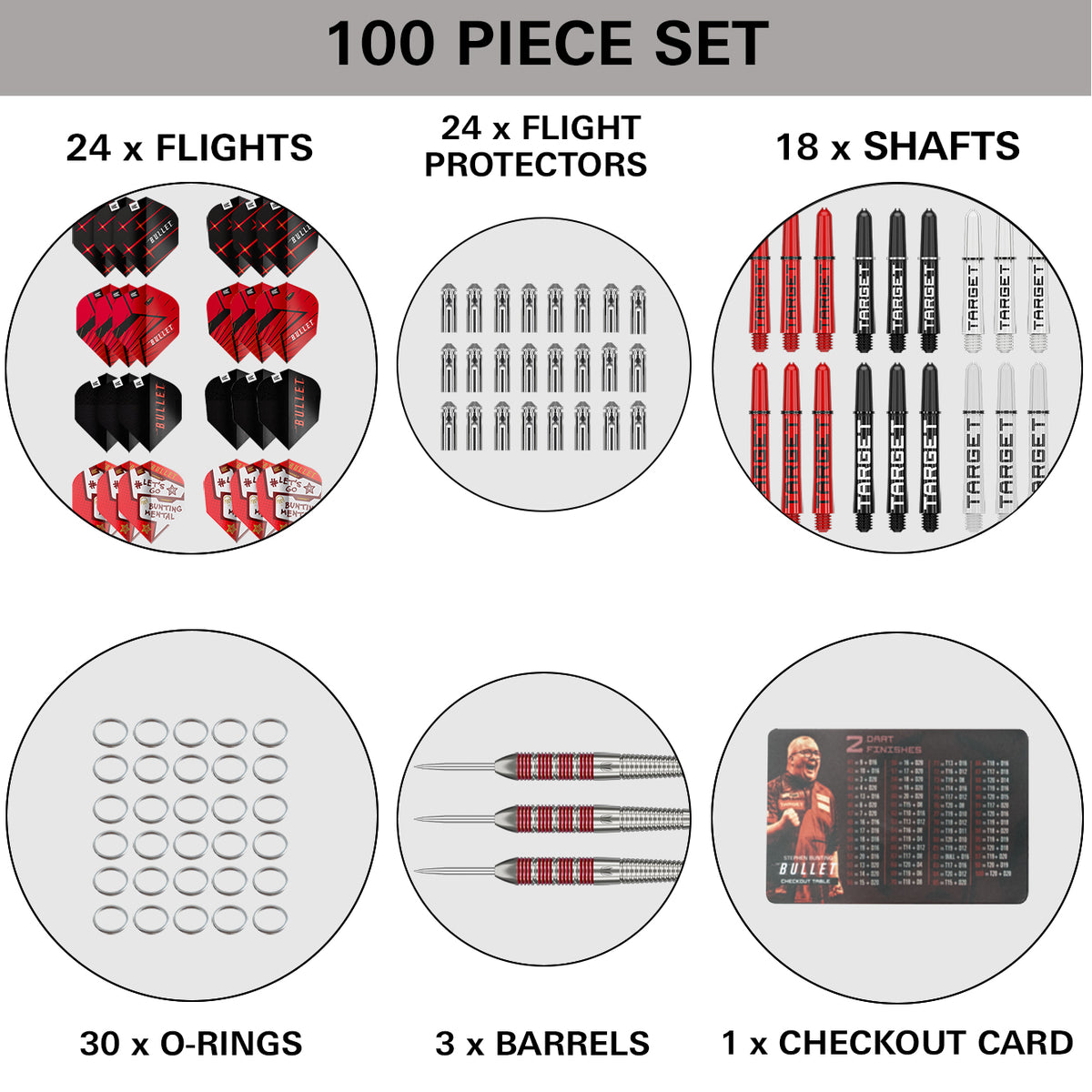 TARGET - STEPHEN BUNTING - 100 PC BRASS DARTS SET - STEEL TIP DARTS - BRASS DARTS SET