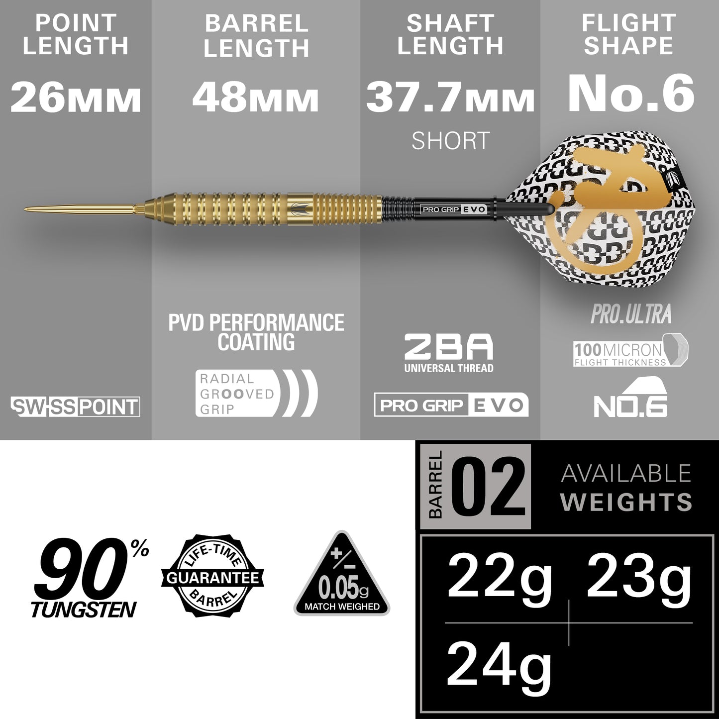 TARGET - BOLIDE - ENVY - 02 - SWISS POINT DARTS - 90% - 22g/23g/24g