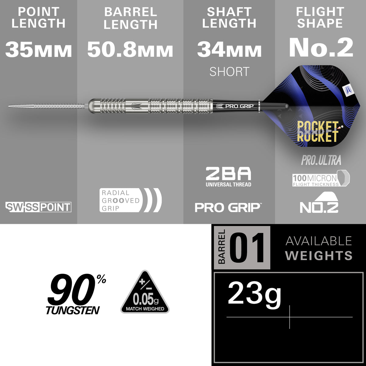 TARGET - JUSTIN HOOD - SWISS POINT DARTS - 90% - 23g