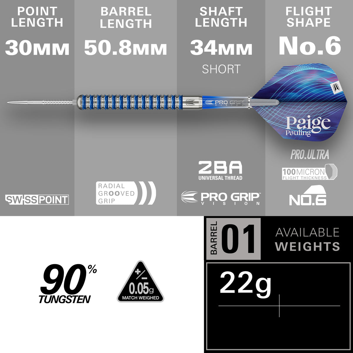 TARGET - PAIGE PAULING - SWISS POINT DARTS - 90% - 22g