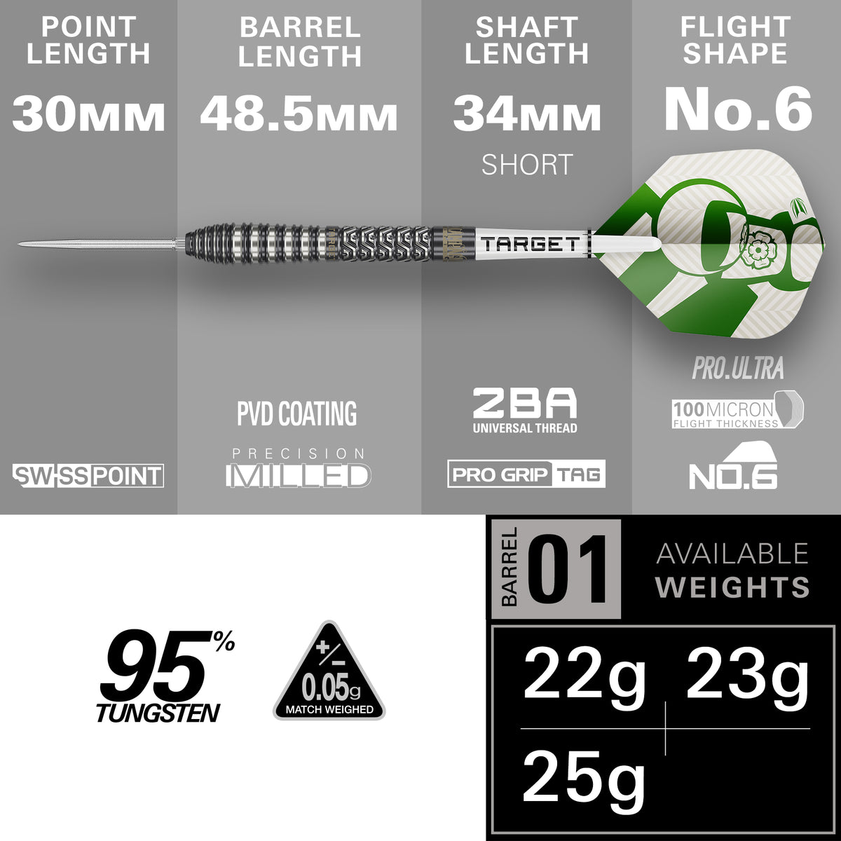 TARGET - CHARLIE MANBY - SWISS POINT DARTS - 95% - 22g/23g/25g