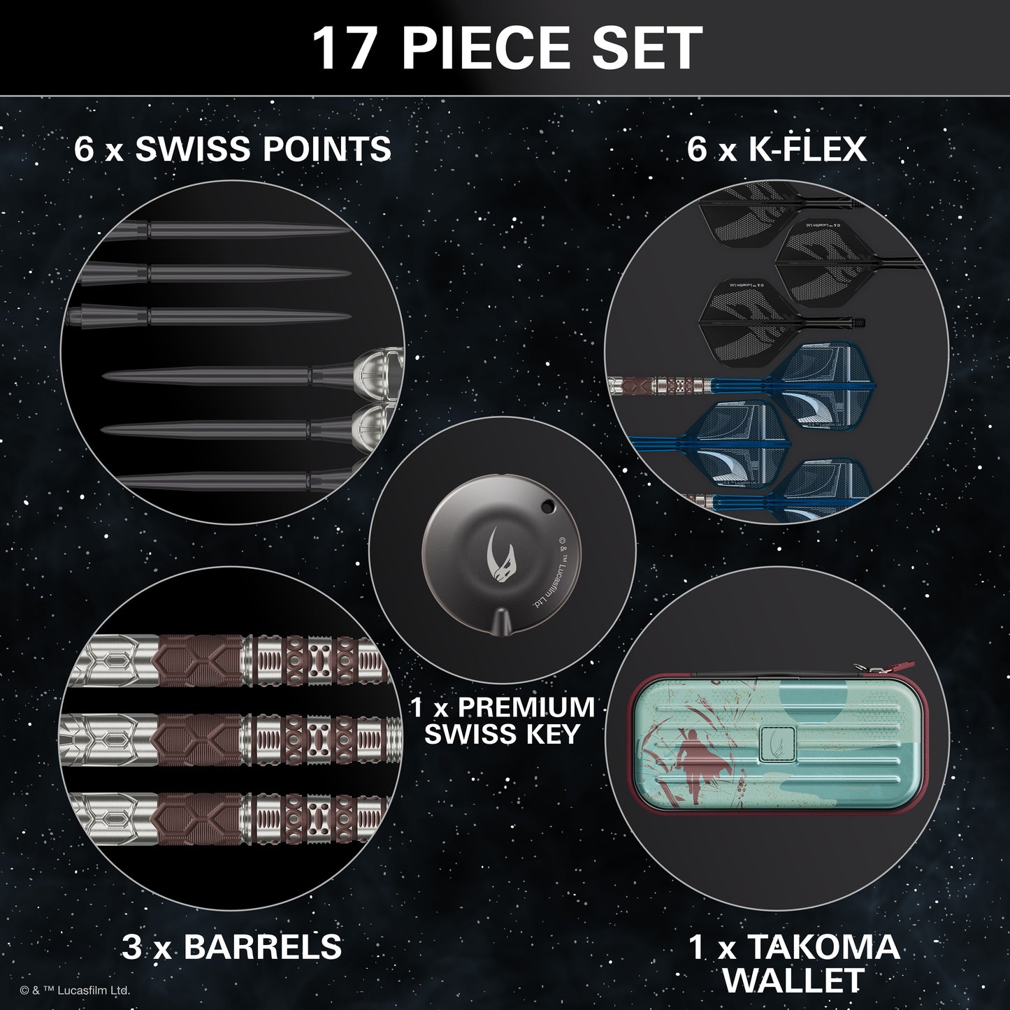 TARGET - STAR WARS - MANDALORIAN - SWISS POINT DARTS - 95% - 22g/24g/26g