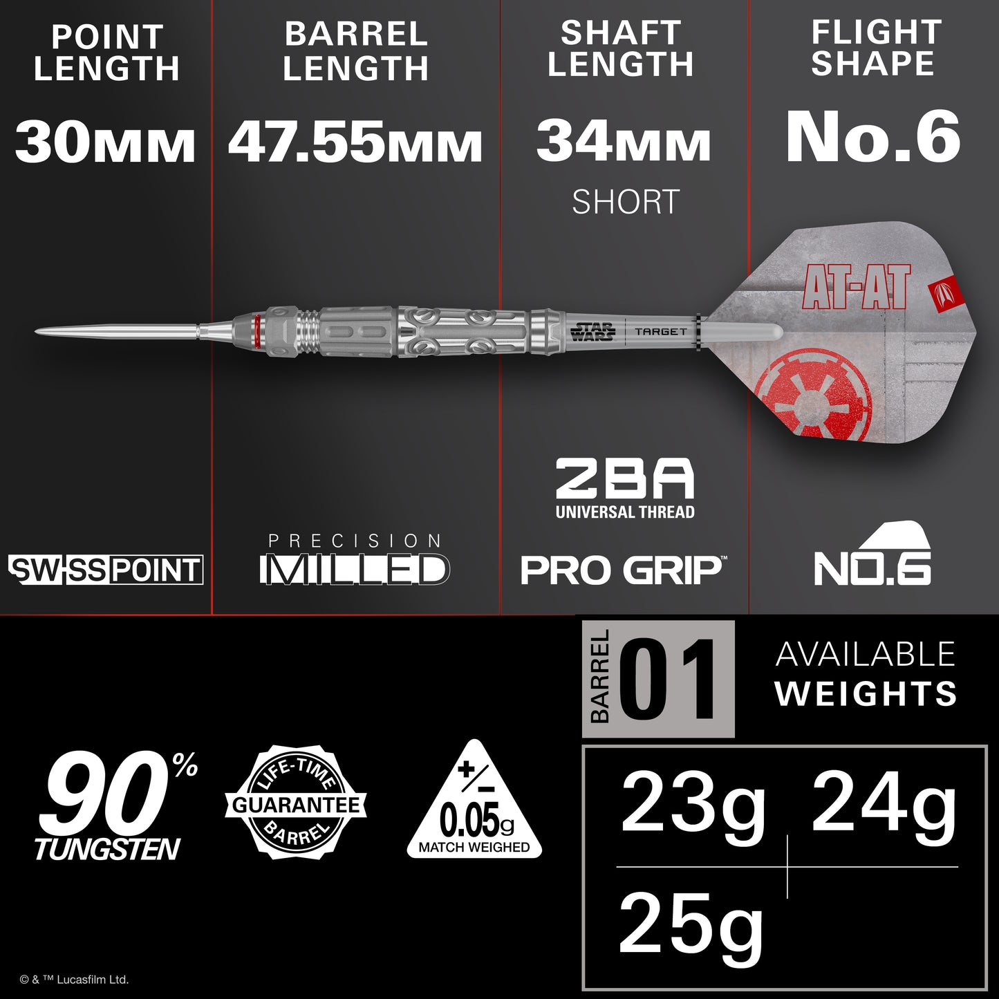 TARGET - STAR WARS - AT AT - SWISS POINT DARTS - 90% - 23g/24g/25g