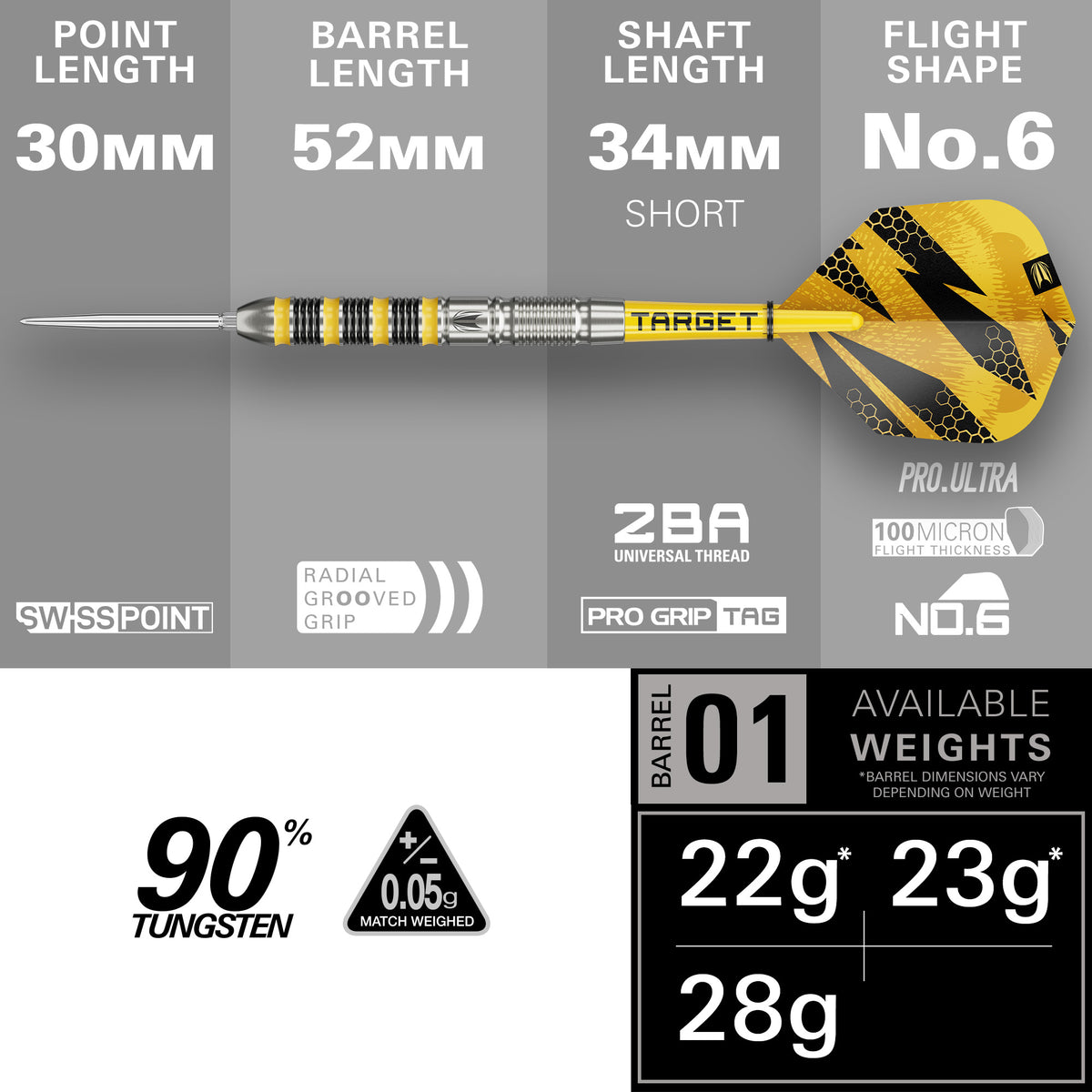 TARGET - BUZZ - SP01 - SWISS POINT DARTS - 90% - 22g/23g/28g
