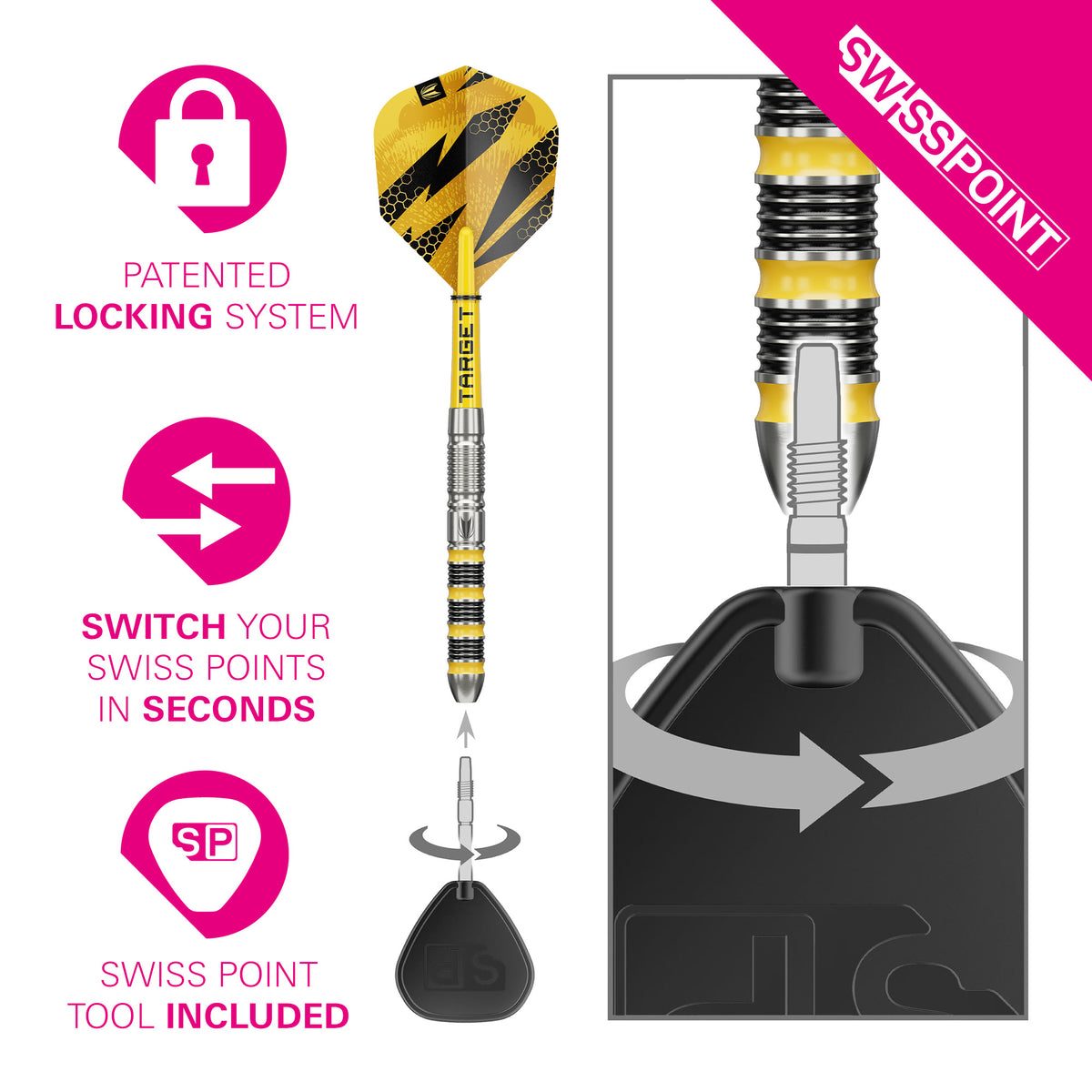 TARGET - BUZZ - SP01 - SWISS POINT DARTS - 90% - 22g/23g/28g