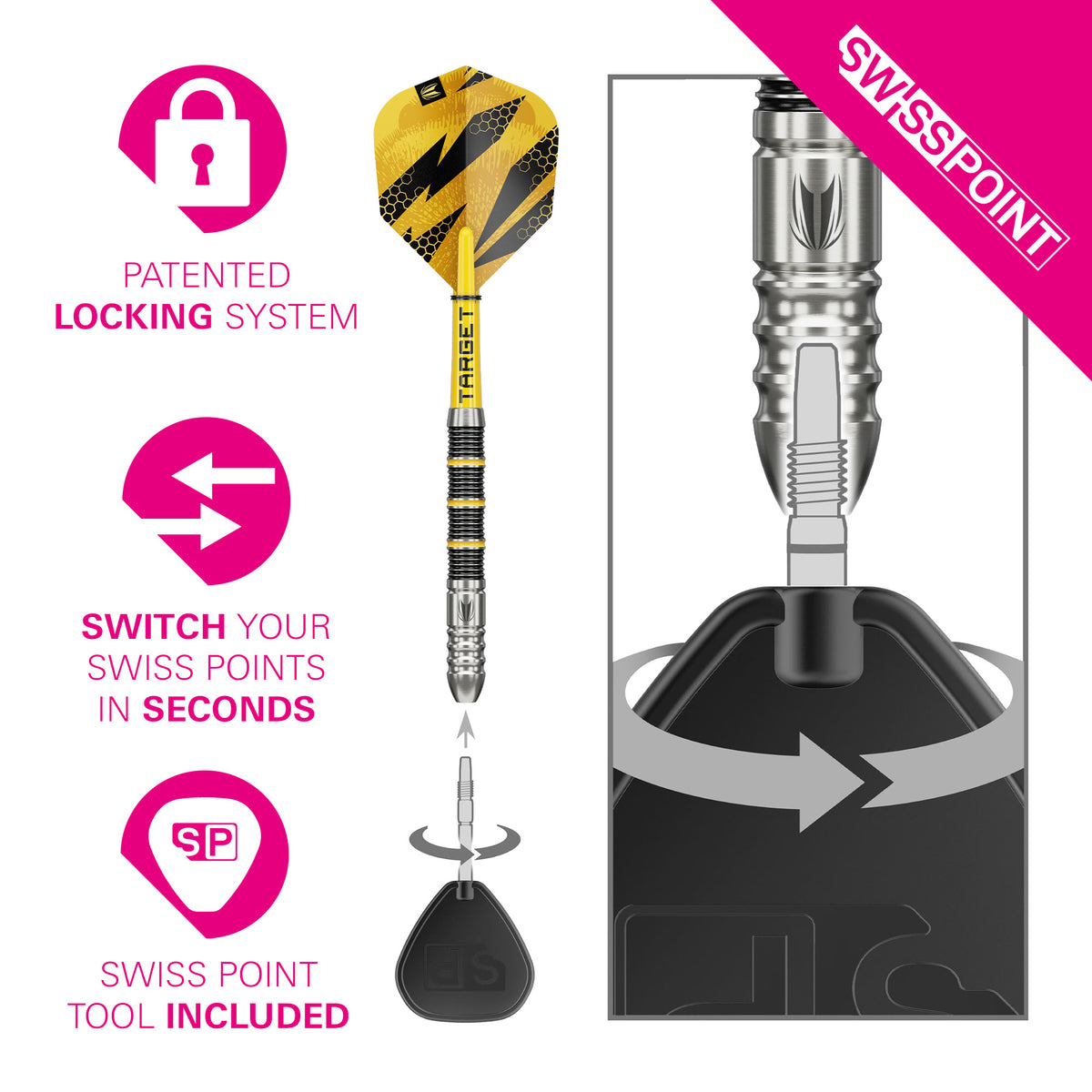 TARGET - BUZZ - SP02 - SWISS POINT DARTS - 90% - 22g/24g/26g