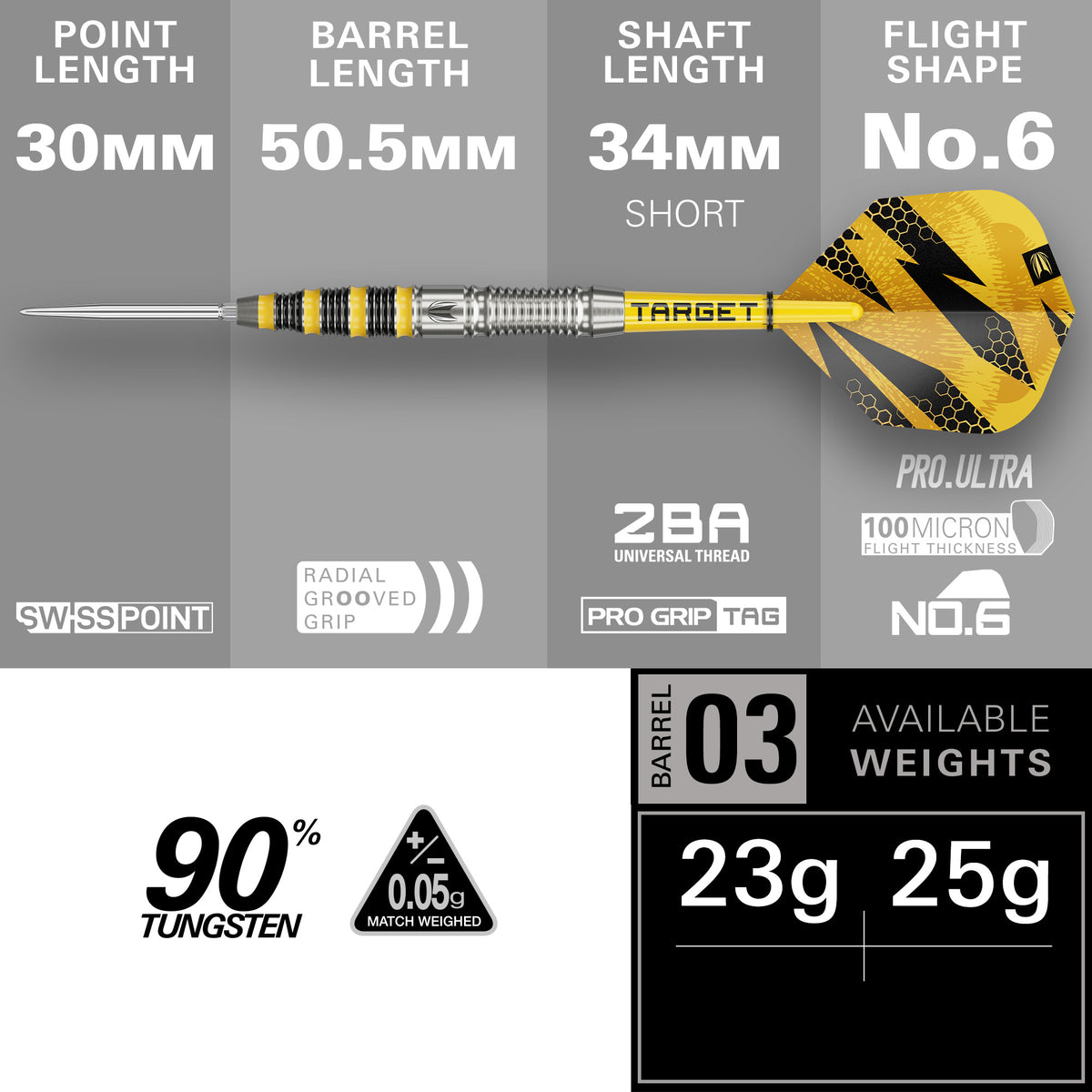 TARGET - BUZZ - SP03 - SWISS POINT DARTS - 90% - 23g/25g