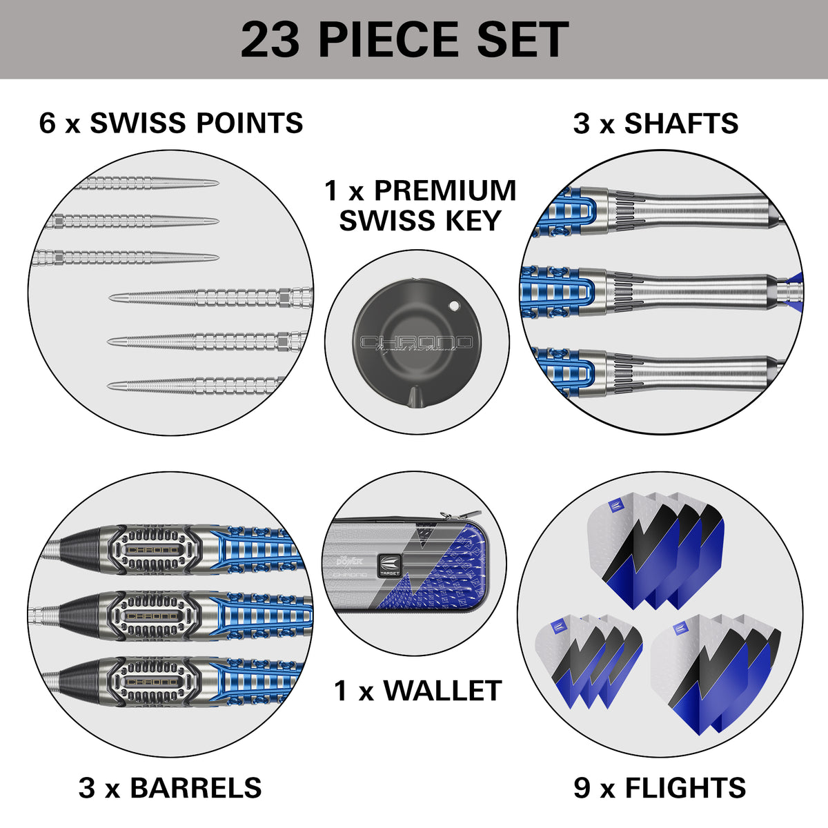 TARGET - PHIL TAYLOR - POWER CHRONO - SWISS POINT DARTS - 95% - 22g/24g/26g