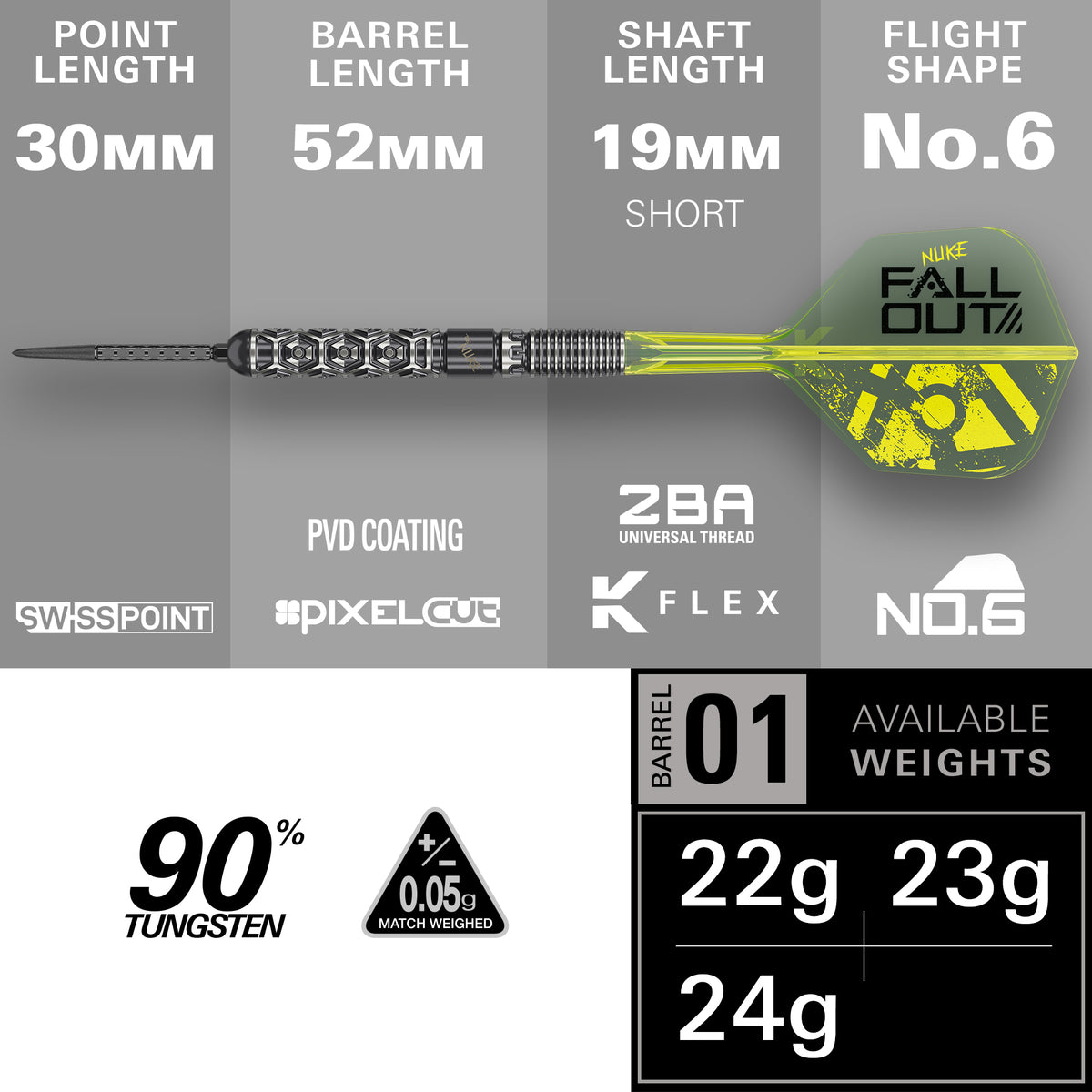 TARGET - LUKE LITTLER - FALLOUT - SWISS POINT DARTS - 90% - 22g/23g/24g