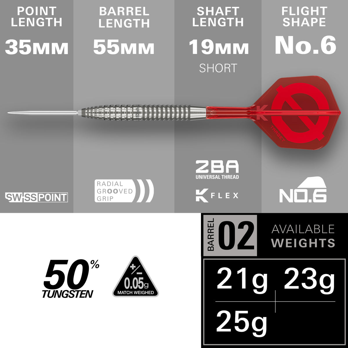 TARGET - GROUP Ø - 02 - SWISS POINT DARTS - 50% - 21g/23g/25g