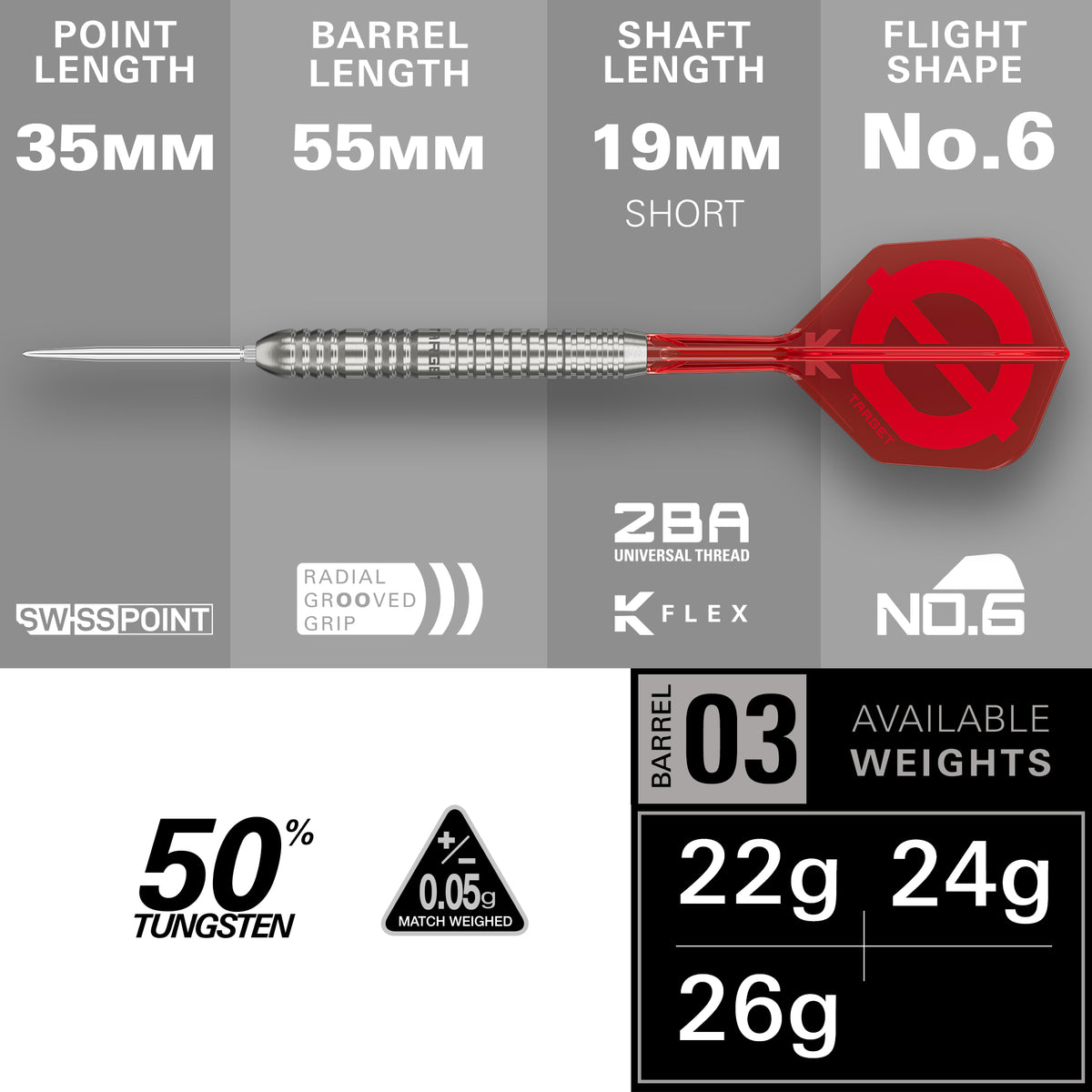 TARGET - GROUP Ø - 03 - SWISS POINT DARTS - 50% - 22g/24g/26g