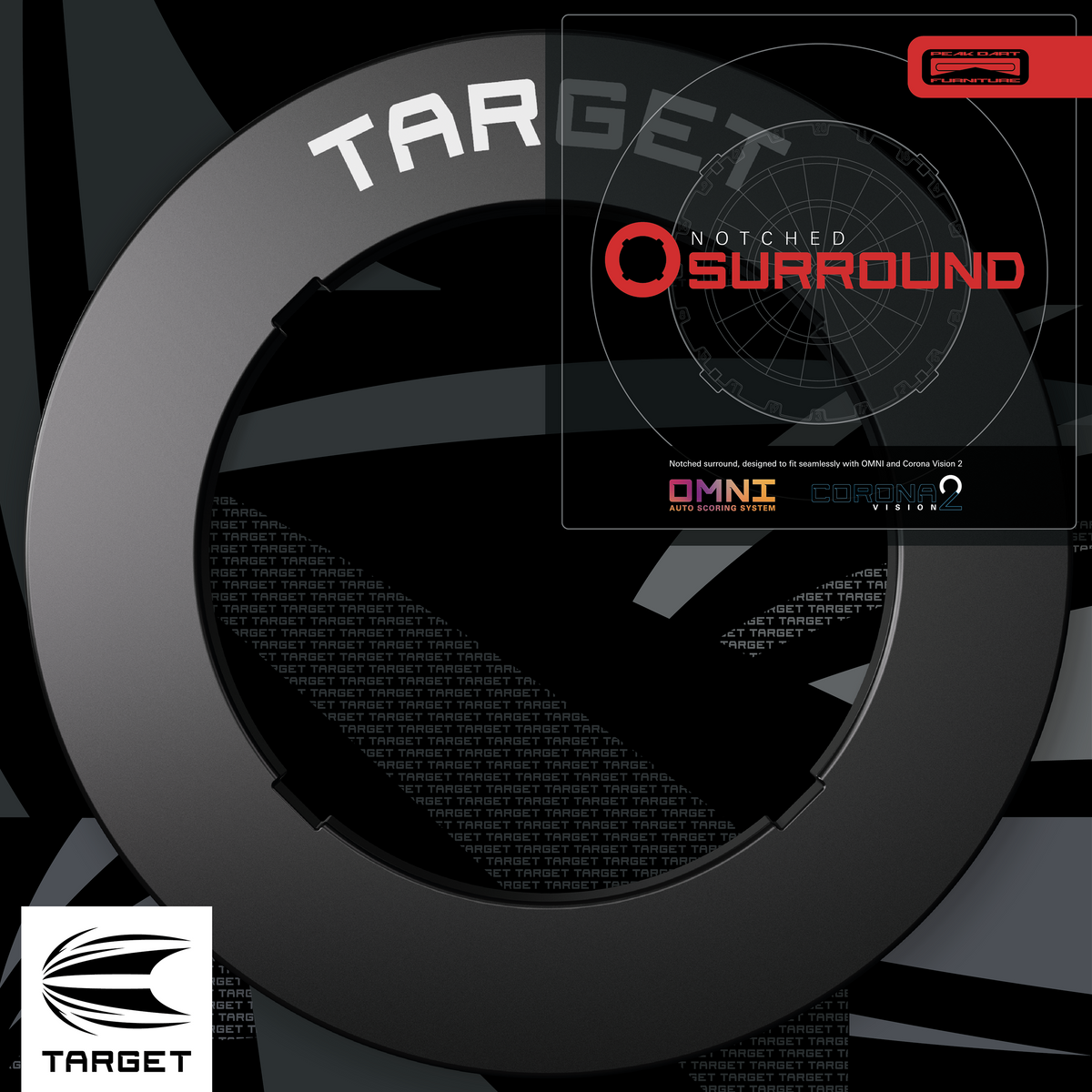 TARGET - NOTCHED - BLACK - DARTBOARD SURROUND - FOR OMNI & CORONA 2