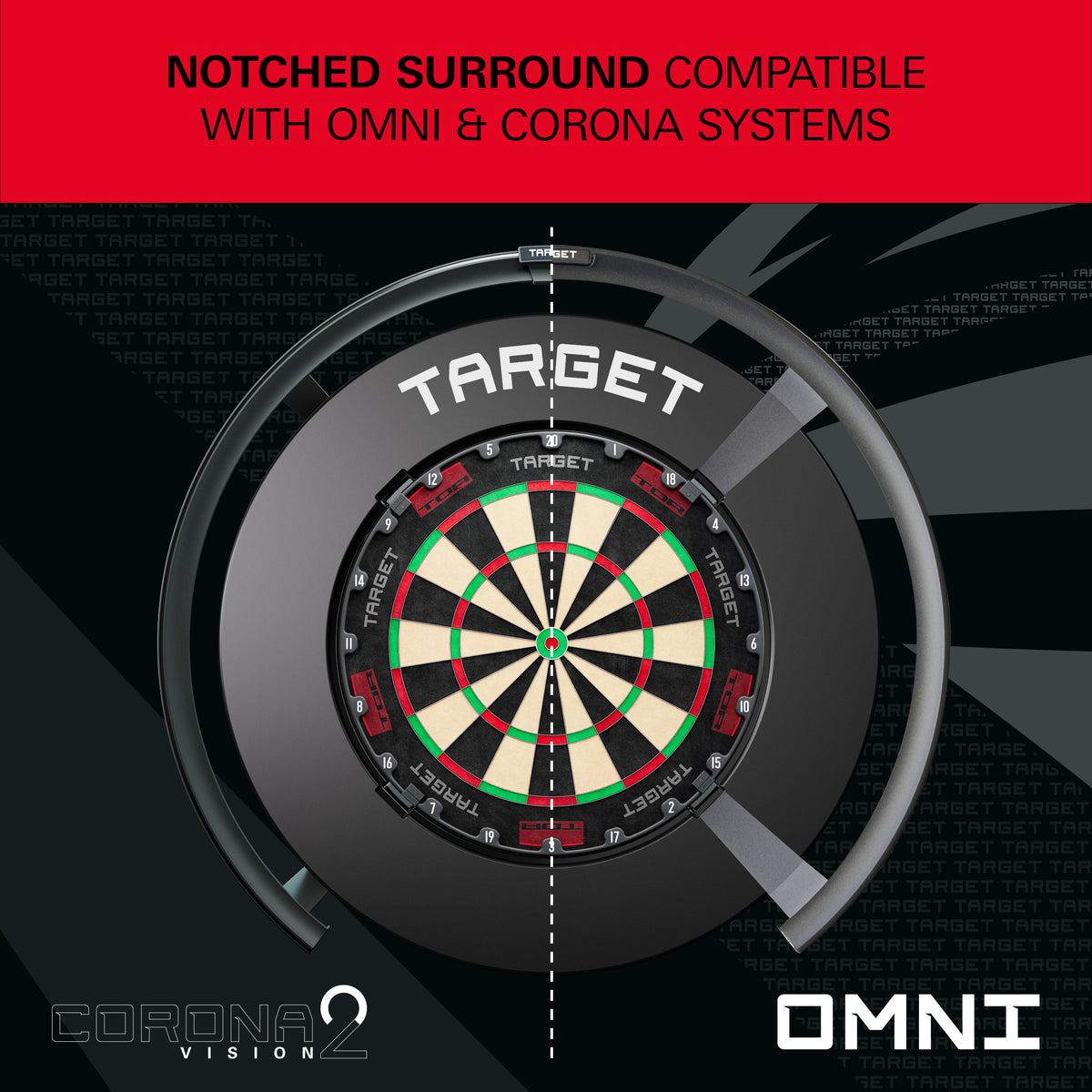TARGET - NOTCHED - BLACK - DARTBOARD SURROUND - FOR OMNI & CORONA 2
