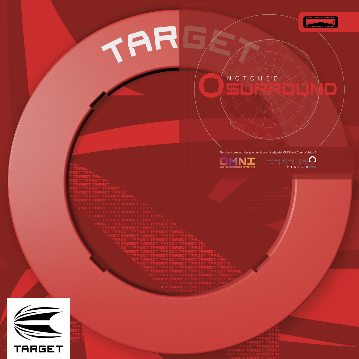 TARGET - NOTCHED - RED - DARTBOARD SURROUND - FOR OMNI & CORONA 2