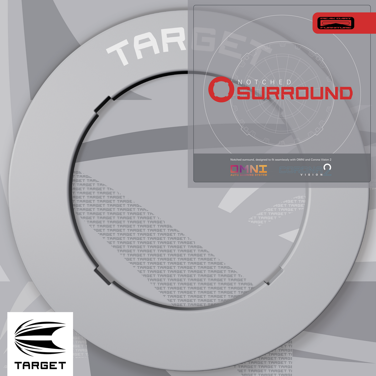 TARGET - NOTCHED - GREY - DARTBOARD SURROUND - FOR OMNI & CORONA 2