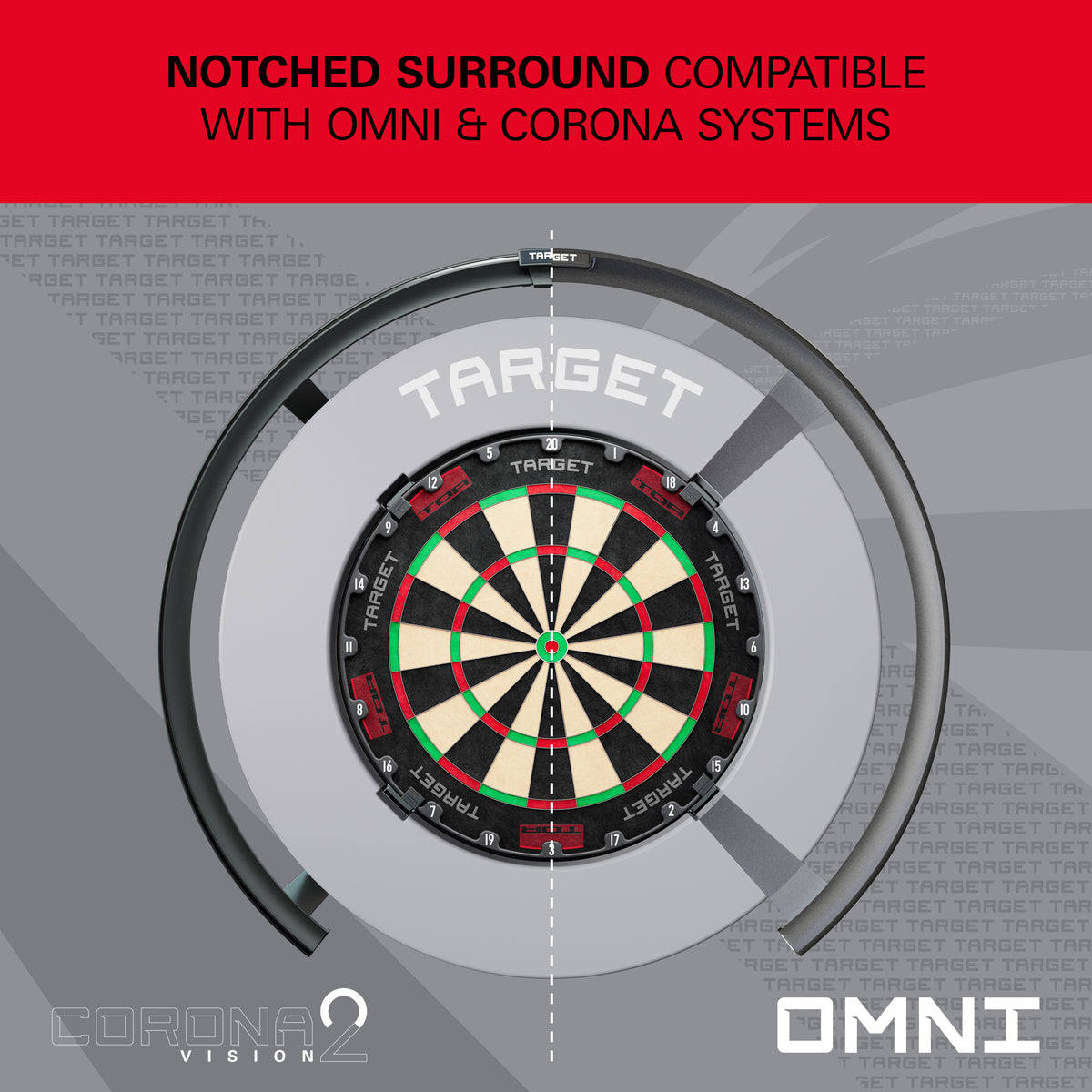 TARGET - NOTCHED - GREY - DARTBOARD SURROUND - FOR OMNI & CORONA 2