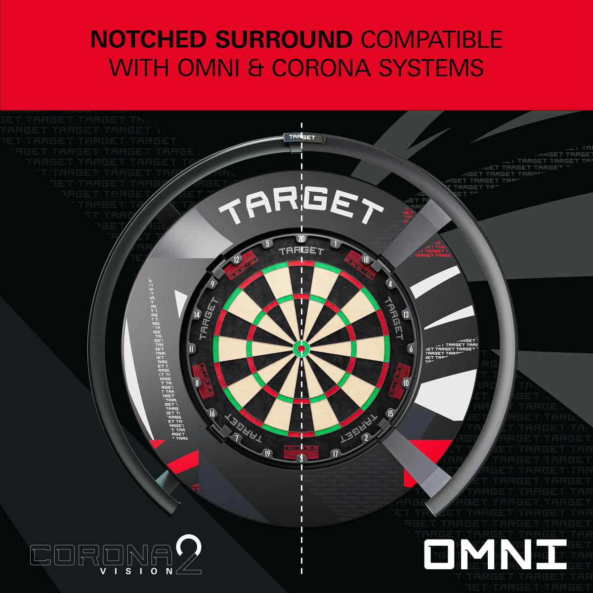 TARGET - NOTCHED - BLACK PATTERNED - DARTBOARD SURROUND - FOR OMNI & CORONA 2