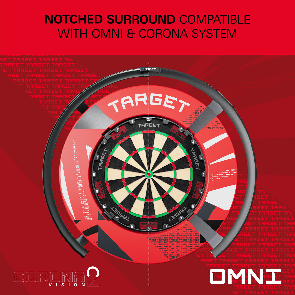TARGET - NOTCHED - RED PATTERNED - DARTBOARD SURROUND - FOR OMNI & CORONA 2