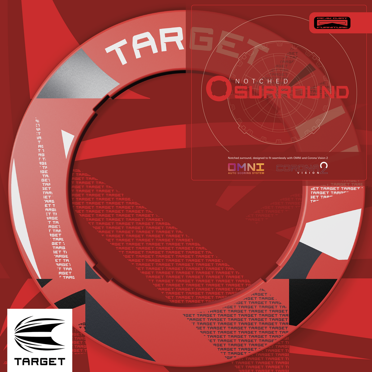 TARGET - NOTCHED - RED PATTERNED - DARTBOARD SURROUND - FOR OMNI & CORONA 2