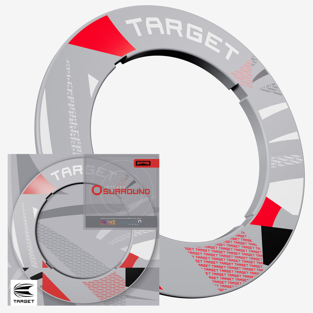 TARGET - NOTCHED - GREY PATTERNED - DARTBOARD SURROUND - FOR OMNI & CORONA 2