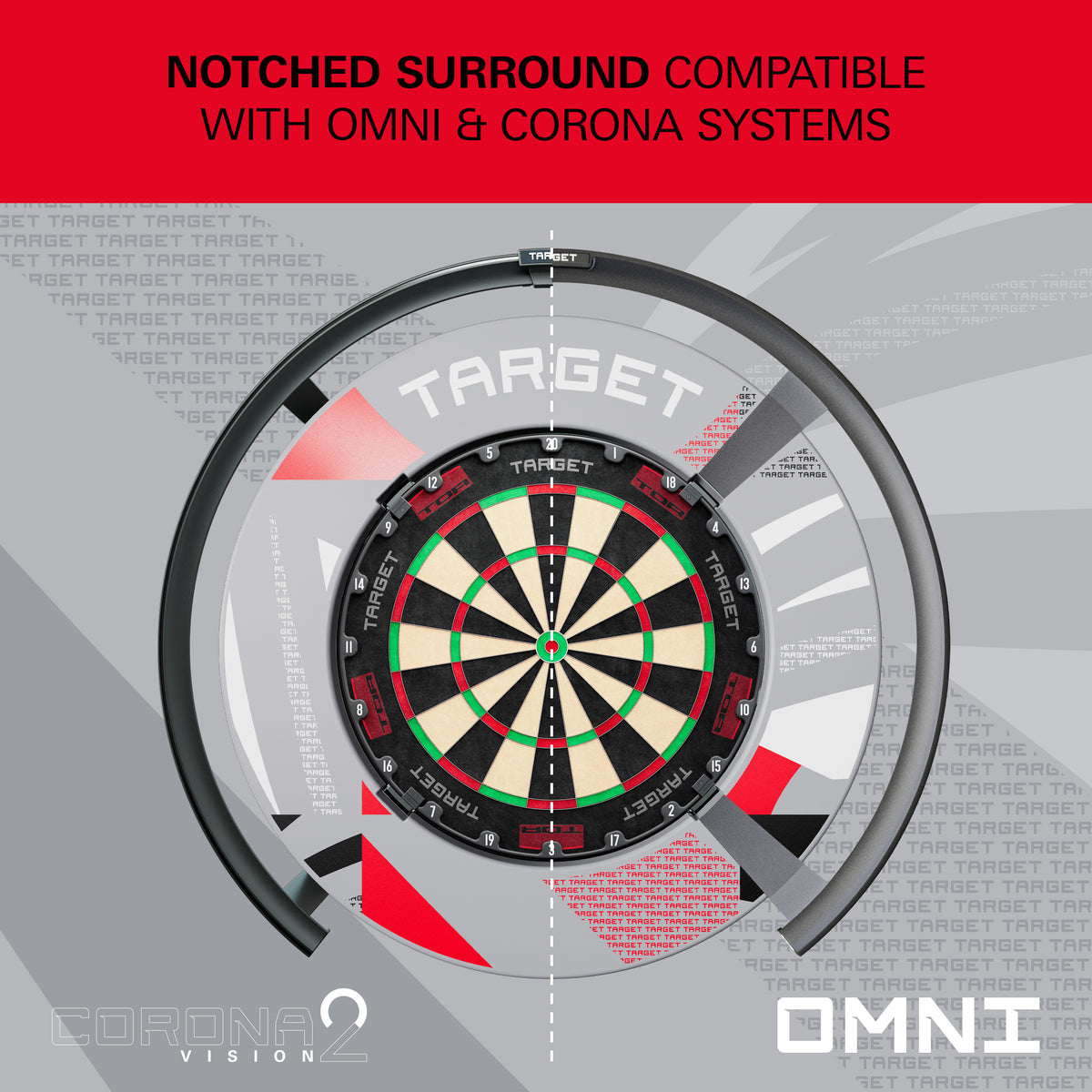 TARGET - NOTCHED - GREY PATTERNED - DARTBOARD SURROUND - FOR OMNI & CORONA 2