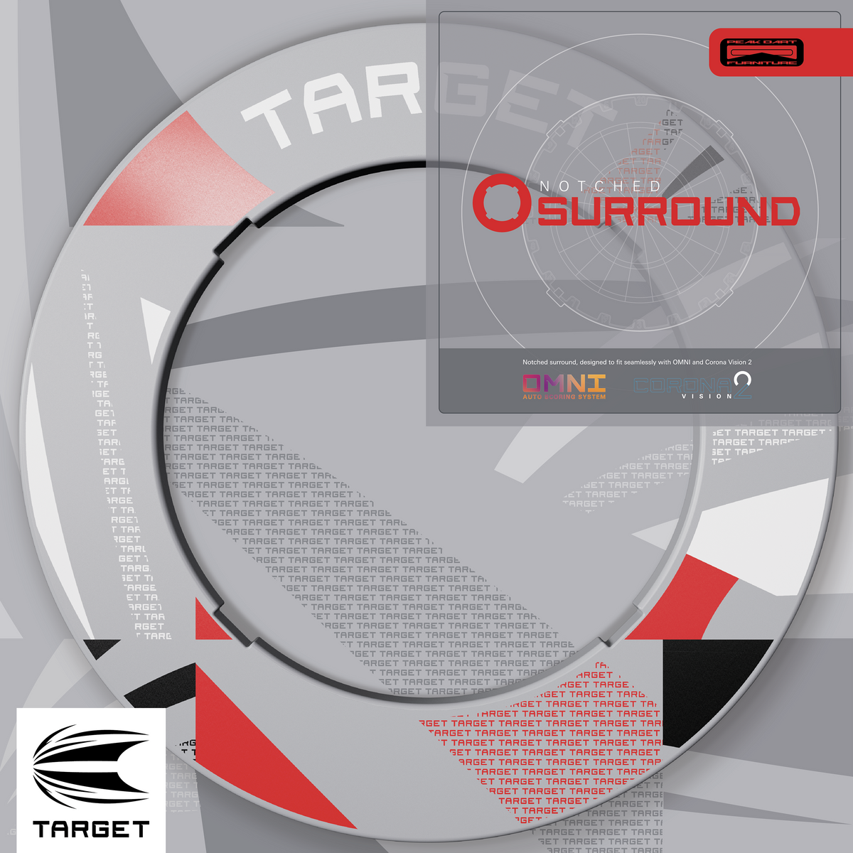TARGET - NOTCHED - GREY PATTERNED - DARTBOARD SURROUND - FOR OMNI & CORONA 2