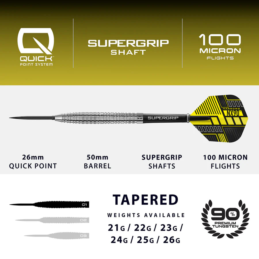 HARROWS - NX90 - TAPERED - QUICK POINTS - 90% - 21g/22g/23g/24g/25g/26g