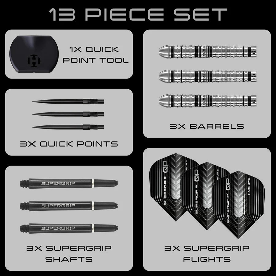 HARROWS - SUPERGRIP - TAPERED - QUICK POINTS - 90% - 22g/23g/24g/26g/28g/30g