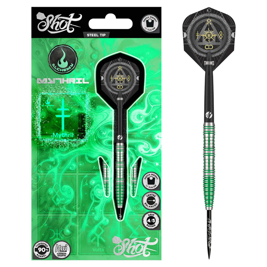 SHOT - ALCHEMY - MYTHRIL - 90% - STEEL TIP DARTS - 23g/24g/25g