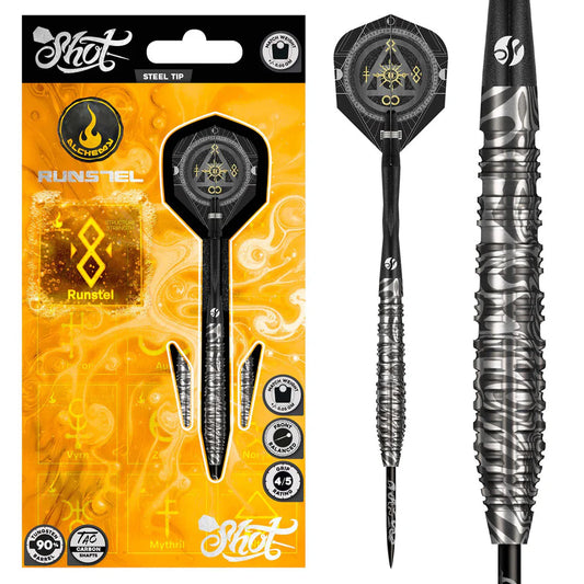 SHOT - ALCHEMY - RUNSTEL - 90% - STEEL TIP DARTS - 23g/24g/26g/28g