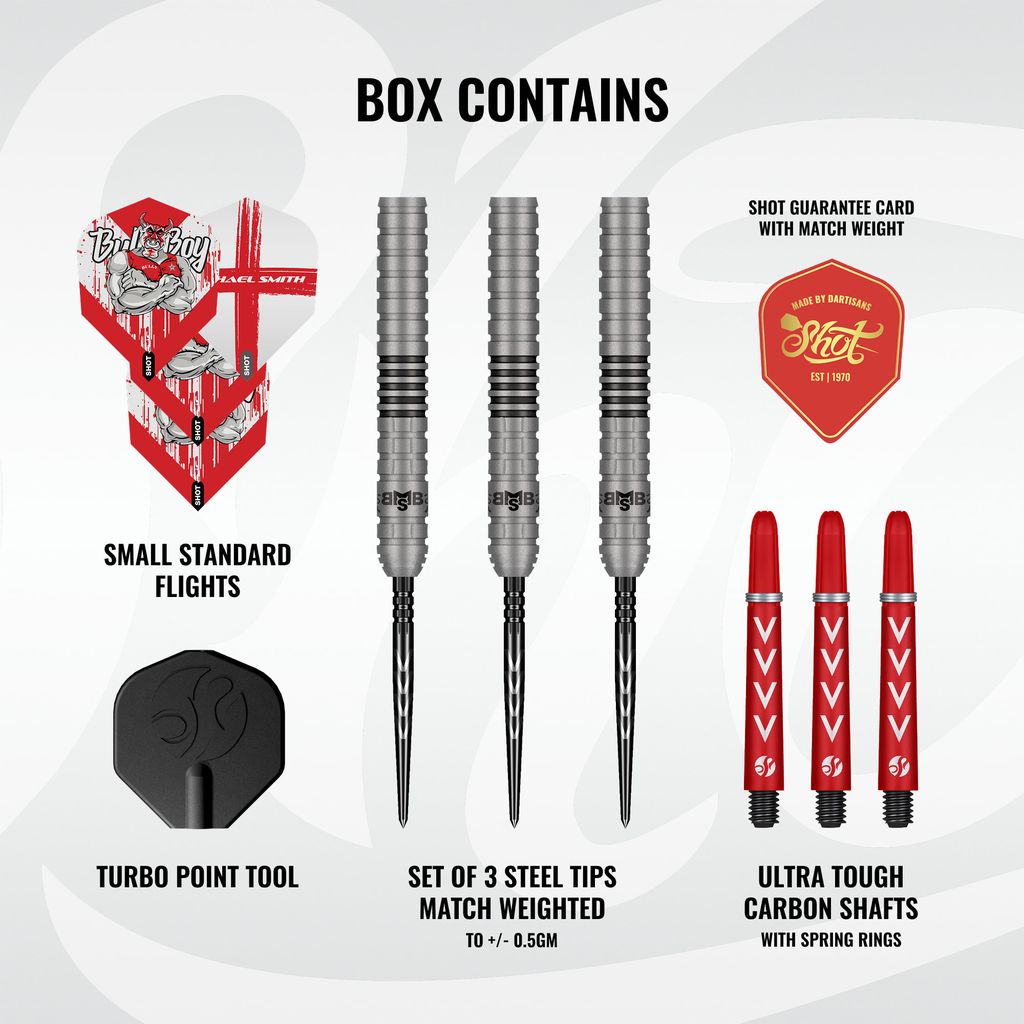 SHOT - MICHAEL SMITH - SERIES 2 - TURBO POINT DARTS - 90% - 22g/23g/24g/25g