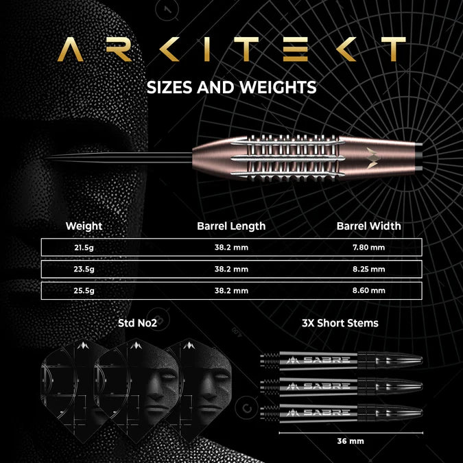 MISSION - ARKITEKT - BRONZE SILICA PVD - STEEL TIP DARTS - 90% - 21.5g/23.5g/25.5g