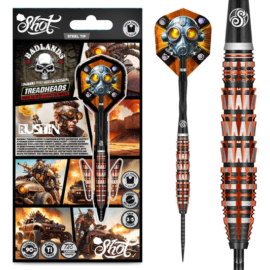 SHOT - BADLANDS - RUSTIN - 90% - STEEL TIP DARTS - 23g/24g/25g