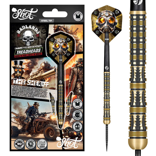 SHOT - BADLANDS - THE SHERIFF - 90% - STEEL TIP DARTS - 23g/24g/25g